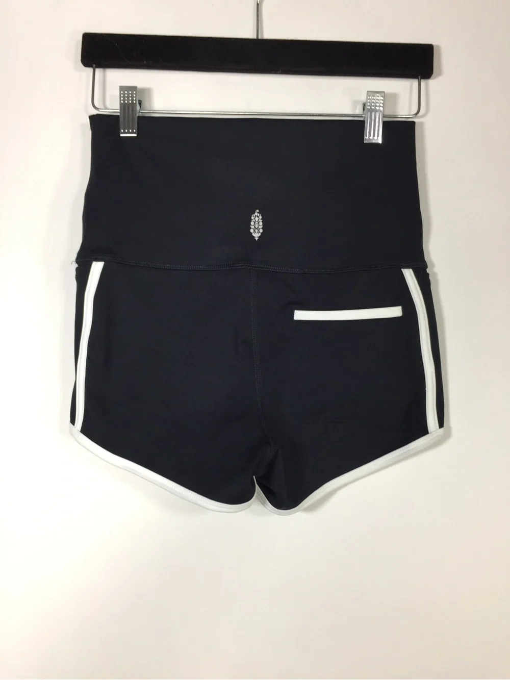 Free People Sporty Black High-Rise Athletic Shorts with White Trim
